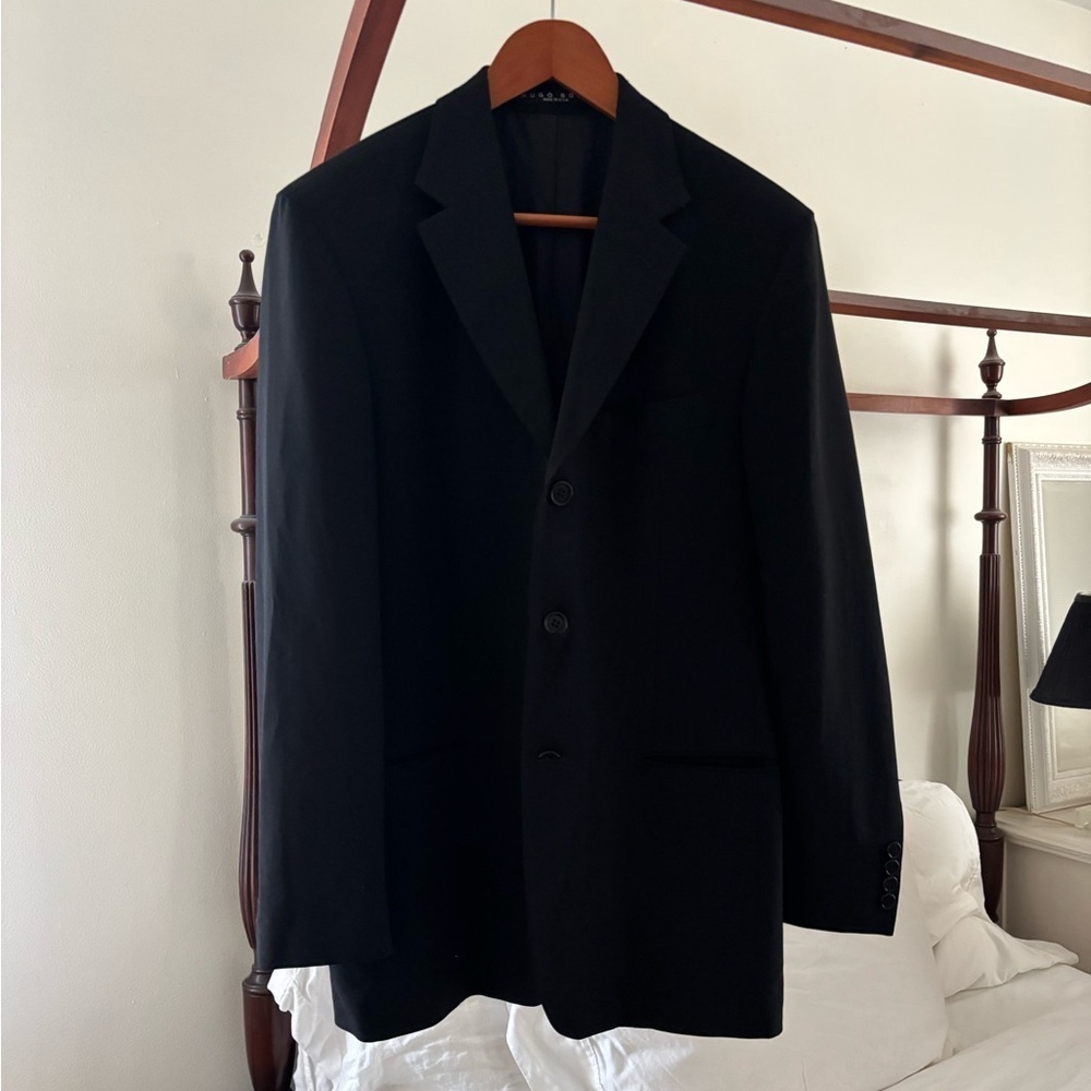 Vintage 1990s Black Hugo Boss Oversized Men’s Wool Blazer